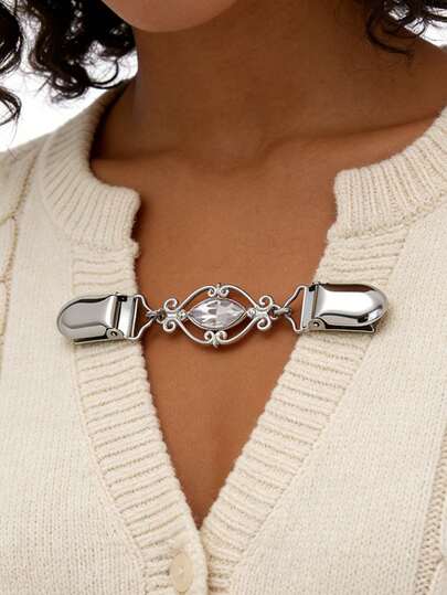 Vintage Cardigan Shawl Clips Rhinestone Waist Tightener Back Cinch Clips Sweater Dress Collar Brooch Clip For Women Girl Clothing