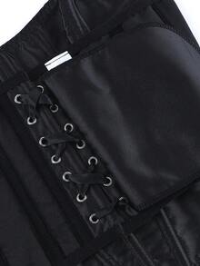 Áo corset không dây, áo croptop cúp ngực với dây buộc sau lưng và khóa kéo bên hông, áo lót định hình ôm sát cơ thể, áo vest giảm béo màu trơn. - màu đen - Xem 7