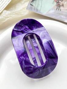 1个/6个装大理石纹休闲ABS塑料弧形椭圆发爪夹，大理石渐变色发爪夹，优雅发饰 - 彩色 - 查看 6