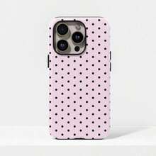 Pink & Brown Polka Dot Phone Case, Cute Y2K Style. Compatible With IPhone 17, 16, 15, 14, 13, 12, 11 Pro Max Plus Models - 款式3(1pc) - 查看 1