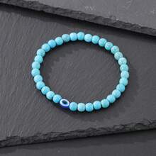 1件装石珠眼睛元素弹力手链 - 磨砂黑 - 查看 4