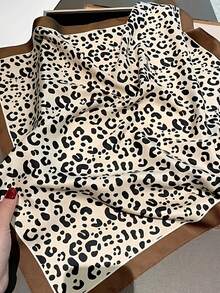 1pc Leopard Print Neckerchief, Women's Fashion Accessory Scarf For Spring & Autumn - Camel - View 4