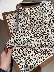 1pc Leopard Print Neckerchief, Women's Fashion Accessory Scarf For Spring & Autumn - Camel - View 5