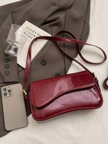 Lightweight,Business Casual Minimalist Flap Square Bag For Teen Girls Women College Students,Rookies & White-Collar Workers Perfect For Office,College,Work ,Business,Commute,Outdoors, Travel, Outings - 紅色 - 查看 4