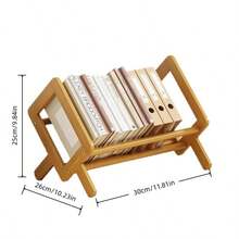 1pc Business Office Desktop File Rack | Wooden Small Book Storage Rack, Study Document Organizing Rack, Independent Stand, Assembled Height Less Than 27 Inches - Multicolor - View 5