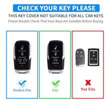 Dfor Dodge Key Fob Cover Fits For Dodge RAM 1500 2500 3500 4-5 Buttons 2019 2020 2021 2022 2023 TPU Key Fob Case With Keychain Remote Accories Key Fob Protection Sier-Black - 銀黑 - 查看 2