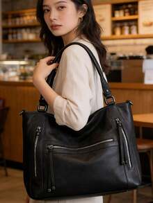 New Women's Handbag, Large Capacity, Ideal For Everyday Use, Women's Shoulder Bag, Tote Bag. - 黑色 - 查看 3