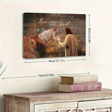 1 Piece Of Inspirational Wooden Framed Canvas Wall Art - Love Is Patience, Love Is Kindness Horse And Natural Scenery Print - Religious Home Decor, Suitable Living Room, Bedroom, Housewarming - Ready To Hang - Multicolor - View 6