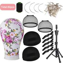 22inch Canvas Wig Mannequin Head With Head Stand For Making Display With Wig Caps Canvas Block Mannequin Head With T Pins Set Hair Styling Practice Display - View 3