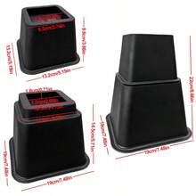 4Pcs 8" Heavy Duty Bed Chair Risers Feet Leg Lift Furniture Extra Raisers Stand - Black - View 2