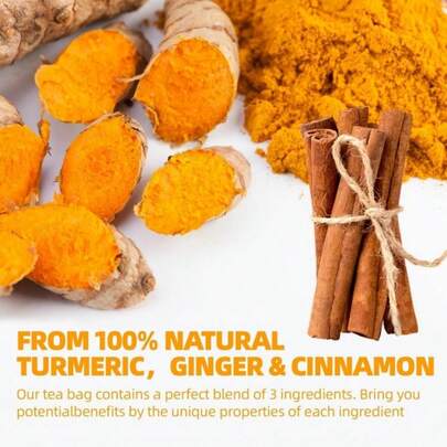Premium Turmeric, Ginger, And Cinnamon Blend, 100% Natural, No Additives, No Caffeine. Liver Cleansing, Detoxifying, And Restorative Tea, Turmeric Kidney Tea Recipe (1 Box)