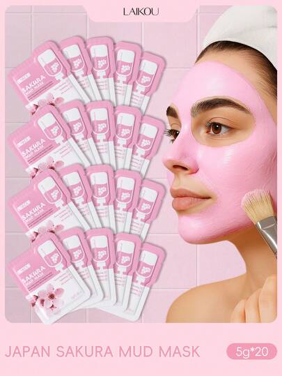  3片/5片/10片/20片/60片/100片装 LAIKOU JAPAN 樱花泥面膜，5克毛孔清洁面膜，温和便携，适合旅行、露营、徒步、登山、户外SPA，女性适用，母亲节礼物/化妆品小样