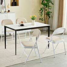 Mcc Direct Folding Chairs, Faux Leather Foldable Chairs With Metal Frame And Padded Seat, Easy To Fold And Store For Home, Office, Dining And Reception (4Pcs) - Beige - View 2