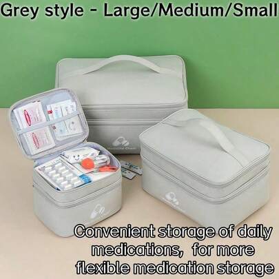 1件/2件装便携式旅行急救包，大/中/小号应急包，户外急救包，大容量家用医疗箱，双层药品收纳袋，医疗工具箱，学生应急医疗包 - 大容量医疗用品整理包，袋中袋设计，现代风格