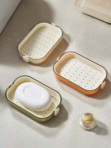 1pc Luxury Double-Layer Soap Dish, Bathroom Countertop Soap Holder - Multicolor - View 1