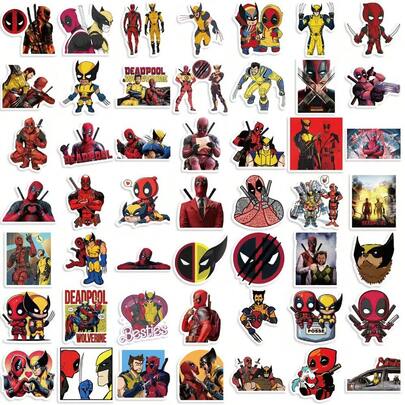 50pcs/Set Marvel Avengers Superhero Wolverine And Deadpool Sticker Notebook Tablet Decoration New Year's Gift, Valentine's Day Gift, Easter Gift