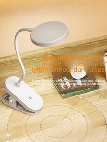 1 pieza Lámpara de escritorio LED con abrazadera y 3 niveles de brillo ajustables, recargable con batería de 800mAh, regulable, con control remoto, carga USB, se puede colocar con abrazadera o de pie, adecuada para oficina, estudiantes y lectura - luz roja blanca - Ver 6