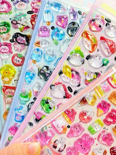 3D/DIY Stickers, Transparent Solid Stickers, Interchangeable Collectible 3D Stickers, Reusable Self-Adhesive DIY Decorative Stickers, Children's Interactive Stickers, Daily Decorative Stickers, Party Decorative Stickers, Children's Sticker Games, Office And School Decorative Stickers