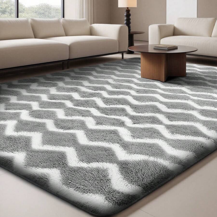 Treeboy Fluffy Area Rug Thick & Shaggy Carpet For Living Room & Bedroom Floor, Home Decor Anti-Slip Soft Carpet Floor Mat