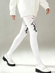 1双小众中国风加厚不透明丝袜，性感文化风 - 彩色 - 查看 4