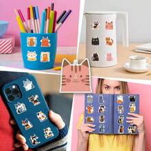 500pcs/Roll Cat Sticker Tapes, Aesthetic 1 Inch Labels With 8 Patterns, Self-Adhesive Stationery Seals For Scrapbooking, Envelopes, Party Supplies, Rewards & Motivation - Black - View 7