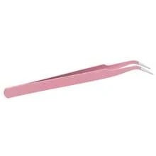 ARTSTAR 1pc Stainless Steel Curved Straight Eyebrow Tweezers False Eyelashes Nail Art Eyelash Tool - Baby Pink - View 9
