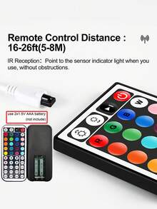44键遥控RGB LED霓虹灯条，柔性硅胶材质，USB供电，适用于圣诞装饰、客厅、卧室照明和墙面DIY - 多色 - 查看 6