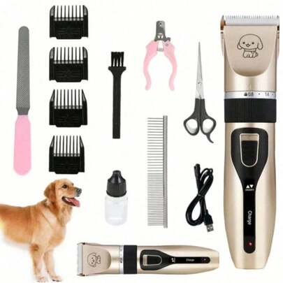 Kit De Máquina Cortadora De Pelo Para Mascotas. Incluye 11 Piezas