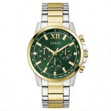 Guess GW0900G5 Men's Quartz Watch, Green Dial Chronograph, Gold Silver Two-Tone Stainless Steel Strap, Luxury Business Casual Wristwatch - Green - View 1