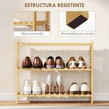 HOMCOM Estantes para zapatos - Madera Natural - Ver 4