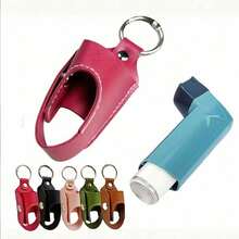 1pcs Asthma Inhaler Storage Bag, Cough Spray Bottle Storage Bag, Portable PU Leather Adult Asthma Inhaler Box, Inhaler Does Not Include, Spray Bottle Storage Bag, Portable Medicine Bottle Storage Bag, Leather Box (Only Storage Bag) Spray Cough Inhaler Bracket Storage Bag - Multicolor - View 1