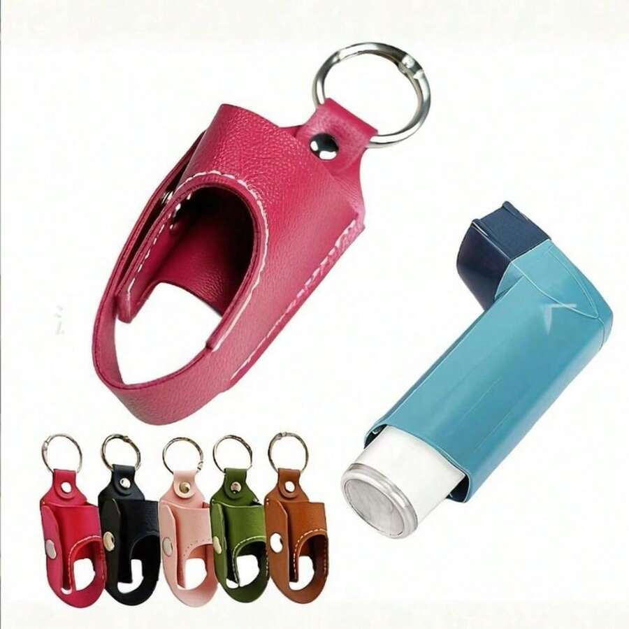 1pcs Asthma Inhaler Storage Bag, Cough Spray Bottle Storage Bag, Portable PU Leather Adult Asthma Inhaler Box, Inhaler Does Not Include, Spray Bottle Storage Bag, Portable Medicine Bottle Storage Bag, Leather Box (Only Storage Bag) Spray Cough Inhaler Bracket Storage Bag - Multicolor - View 1