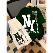 Men's Set 100% Cotton New York 1886 - 綠色 - 查看 2