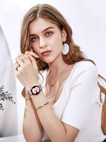 1条不锈钢表带，20mm/22mm，玫瑰粉色。智能手表表带，兼容三星Galaxy Watch 7/6/5/4 Classic、Gear S3、华为Watch GT 4/3、GTR。奢华机械表表带替换装。时尚石英表表带腕带。实心金属链式表带，带快拆扣。商务运动日常佩戴。男女生日礼物的完美之选。 - 粉色 - 查看 7