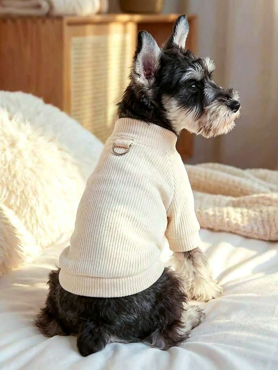 PETCIRCLE 1件宠物狗衣服,室内外皆宜,欧美韩风,适合贵宾犬、泰迪犬、小型犬和幼犬,休闲舒适可爱套头卫衣,纯米色 - 彩色 - 查看 1