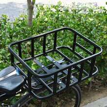 Cesta de la bicicleta trasera Cesta trasera de la bicicleta Canasta de bicicletas con red de carga Parte trasera de la canasta de bicicletas Cesta trasera de la bicicleta Parte trasera de la canasta de bicicletas con almohadilla Canasta de bicicletas Cesta de carga trasera de la bicicleta - Negro - Ver 6