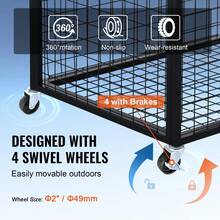 Rolling Sports Ball Storage Cart, Lockable Basketball Cage With Double Lids, Sport Equipment Holder Organizer For Indoor Outdoor, Steel Storage Rack For Garages, Playgroup, Gym And Schools - Black - View 3