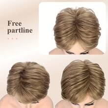 Pixie Cut Wig Short Wigs For Women Short Straight Synthetic Hair Wigs Pixie Cut Wig With Bangs Short Curly Layered Pixie Wig For Middle-Aged And Elderly Women - Multicolor - View 4