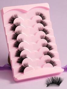 7 Pairs Thick, Long, 3D Curled False Eyelashes - View 1