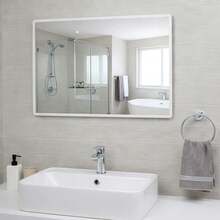 Rectangle Mirror With Black Aluminium Frame, HD Wall Mounted Bathroom Mirror, Modern Rectangular Mirror For Living Room & Hallway, Vertical Or Horizontal Hanging - Square - View 4