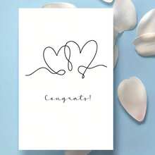 Tarjeta de felicitación de boda con forma de corazón elegante - Texto cursivo de "Felicitaciones" a la moda, adecuado para bodas, aniversarios y ocasiones especiales - Recuerdo reflexivo para invitados y familiares, regalo romántico, estilo minimalista, diseño fresco - Tipo A - Ver 3