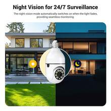 BoyKeep 1080P 全高清灯泡式安防摄像头，5G/2.4G WiFi 无线家用摄像头，360° 云台旋转，移动侦测，双向语音，自动追踪和夜视功能，室内外安全摄像头 - 白色 - 查看 6