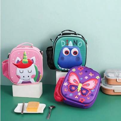 1pc Cartoon EVA Unicorn Insulated Lunch Bag, Animal Thermal Lunch Box Bag For Kids, Students