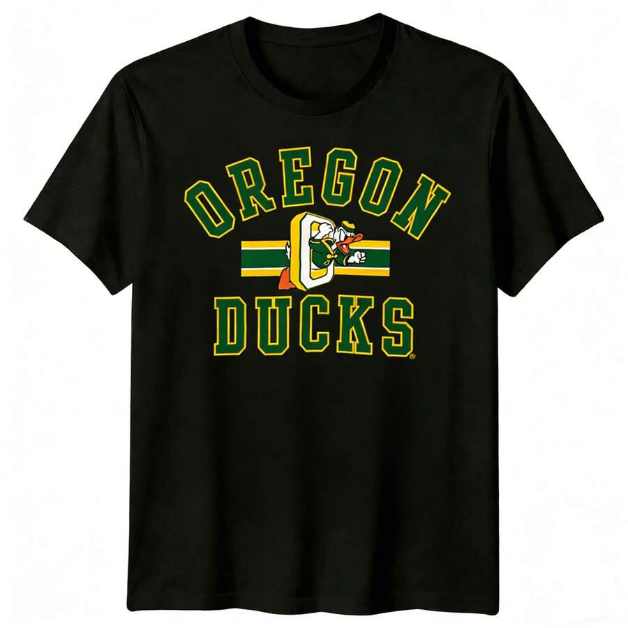 NCAAs Oregons Ducks Arch Logo Mascot Graphic T-Shirt (2). NCAAs T-Shirt, CollegeBasketball Tee. - 黑色 - 查看 1