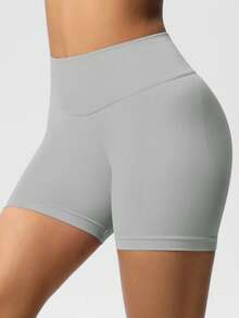 女士高腰无缝瑜伽短裤 - 弹力提臀，适合跑步、健身和户外活动 | 时尚外观 | 夏季弹力面料 - 灰色 - 查看 10