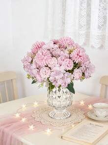 1支11.22英寸人造丝菊花绣球花，情人节礼物，DIY婚礼花束，派对家居客厅厨房花园酒店办公室装饰，花环装饰，情人节装饰，感恩节装饰，DIY花环，礼物，桌面摆件，生日装饰，室内外装饰，散装仿真塑料花，花瓶装饰，农舍家居装饰，波西米亚风婚礼 - 淺粉色 - 查看 1