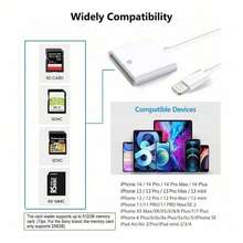 Tangle-Free SD/TF Card Reader 2-In-1 With Lightning & Type-C Dual Ports, Portable Camera Viewer Compatible With IPhone 17-6, And Android, Plug And Play Birthday Gift - White - View 6