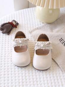 Novos Sapatos Planos Antiderrapantes de Sola Macia para Meninas, Sapatos de Princesa Casuais de Design Minimalista, Sapatos de Lazer Leves e Confortáveis - Bege - Visão 4