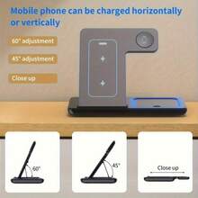 Estación de carga rápida 3 en 1, soporte de carga inalámbrica plegable de 15W compatible con iPhone 17, 16, 15, 14, 13, 12, 11/Pro/Max/Mini/Plus, X, XR, XS/Max, SE, 8/Plus, compatible con iWatch 1-9, compatible con 3/2/Pro - Blanco - Ver 7