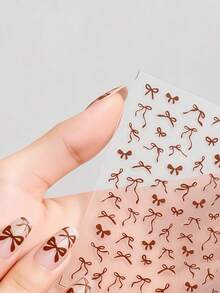 1 Sheet 5D Nail Stickers, Pink, White, Black Bowknot Ribbon Self-Adhesive Nail Art Decorations Nails - Multicolor - View 4